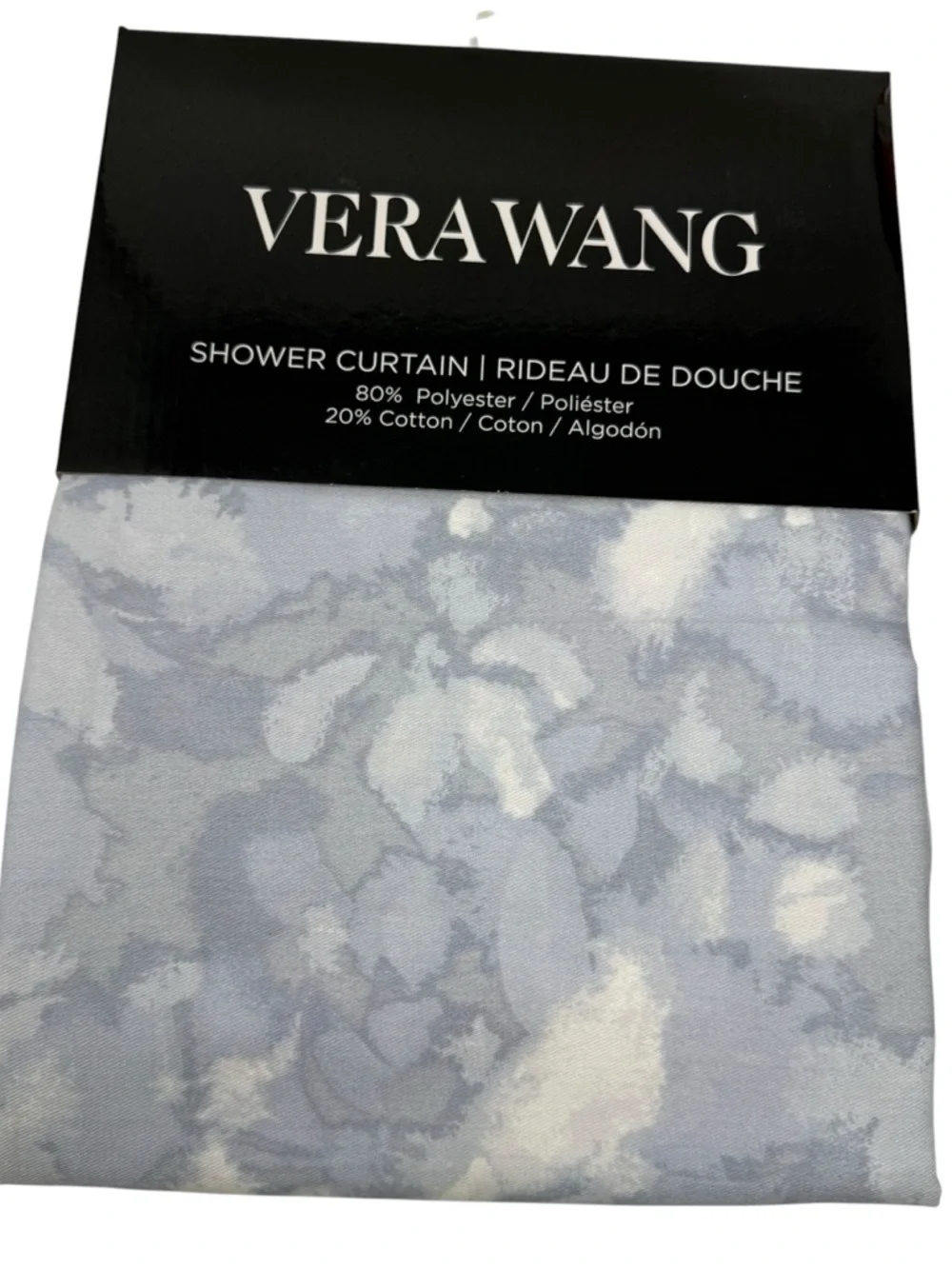 Vera Wang shower curtain Muted Blue Floral 72” x 72” NWT
